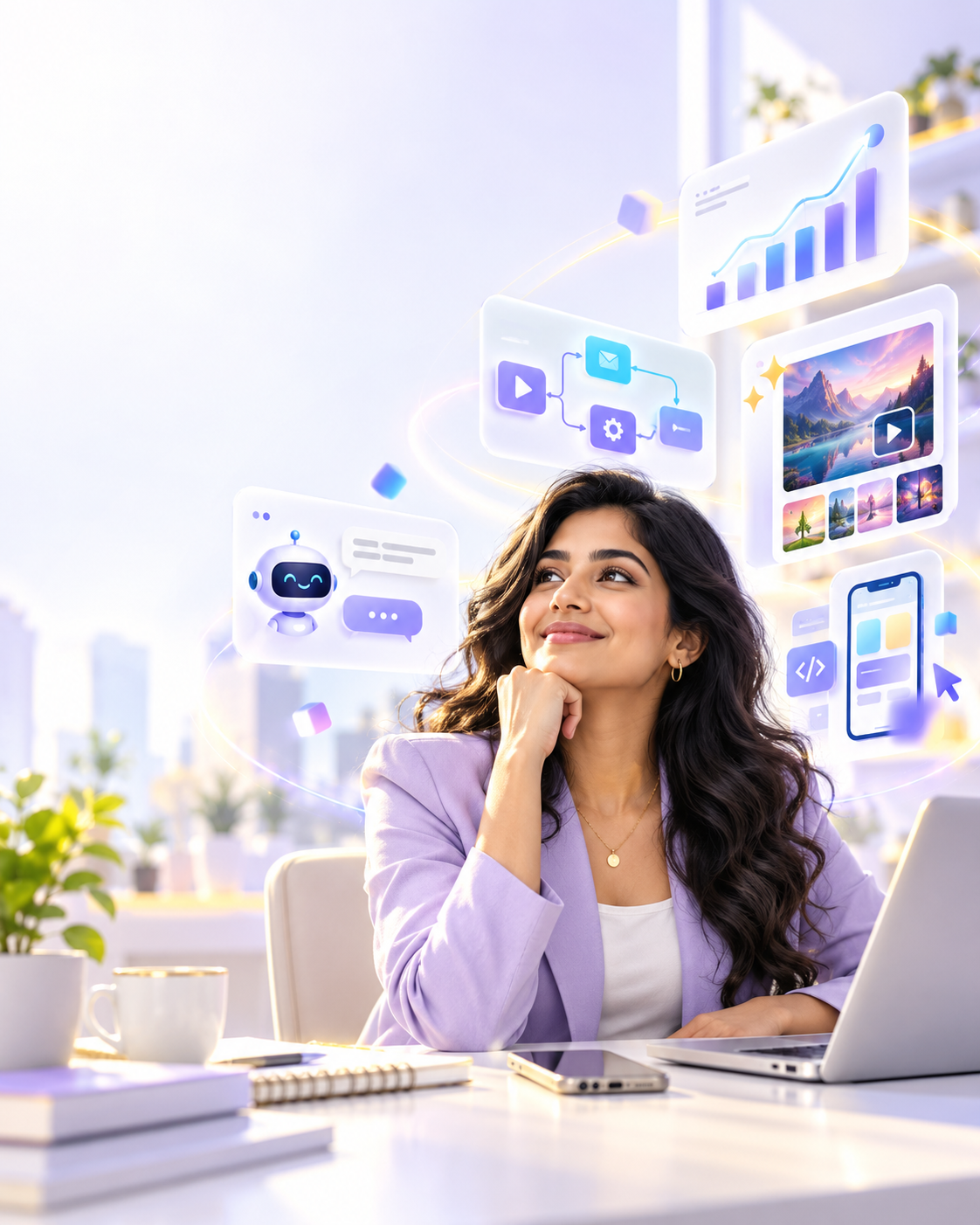 Learner exploring AI chat, automation, analytics and app creation